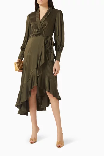 Wrap Midi Dress in Silk