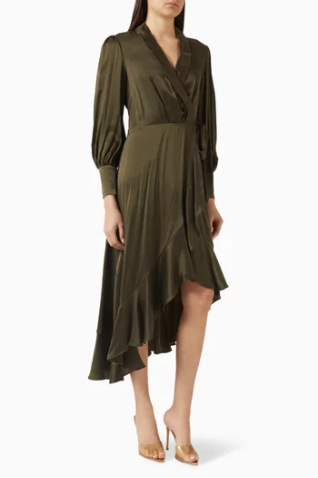 Wrap Midi Dress in Silk