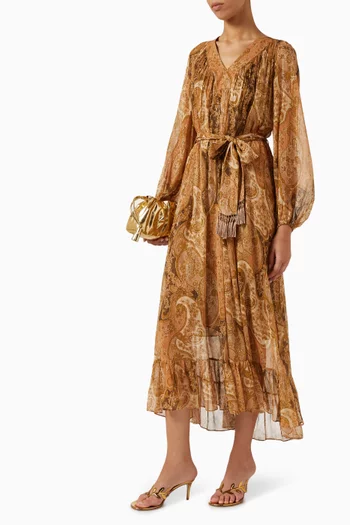 Carousel Batwing Maxi Dress in Silk