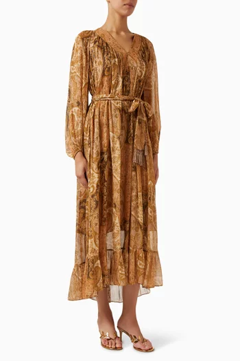 Carousel Batwing Maxi Dress in Silk