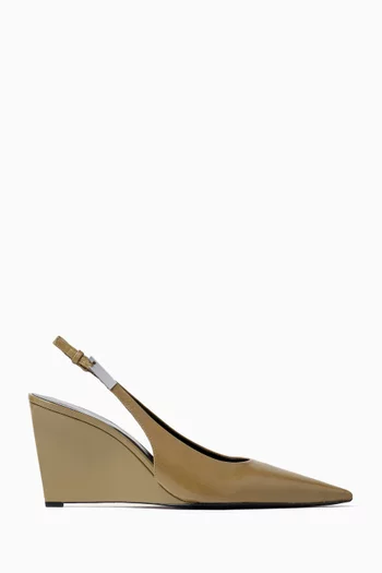 Gigi Slingback 75 Wedge Sandals in Leather