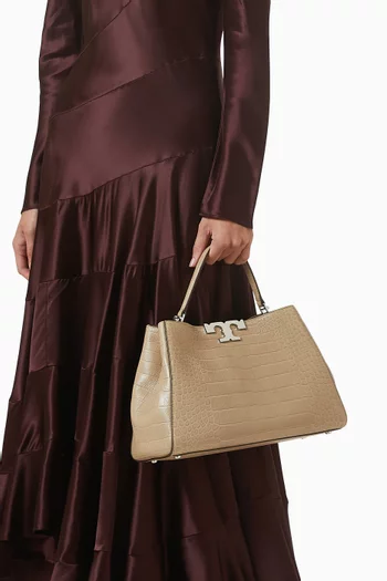 Eleanor Top-handle Satchel in Croc-embossed Leather