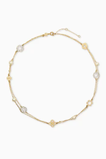 Kira Clover Layered Necklace in 18kt Gold-plated Brass