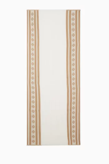 Logo Stripe Oblong Scarf in Cotton