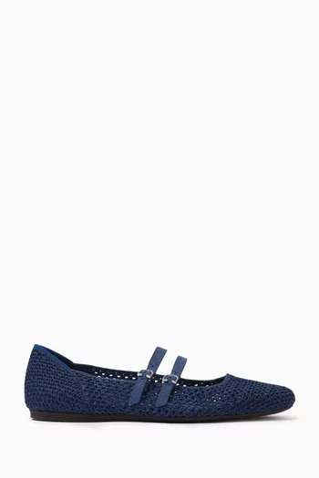 The Double Buckle Mary Jane Flats in Knit