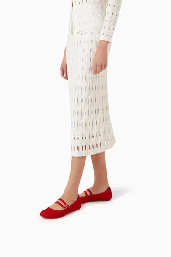 The Double Buckle Mary Jane Flats in Mesh