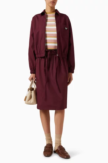 Drawstring Midi Skirt in Cotton-poplin