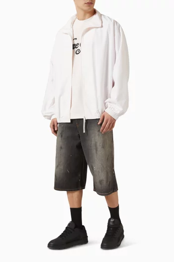Technical Logo Jacket in Nylon & Cotton