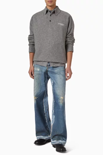 Trompe L'Oeil Print Loose Fit Jeans in Denim