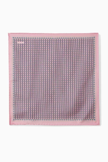 Geometric Printed Pocket Square in Silk