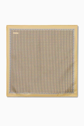 Geometric Printed Pocket Square in Silk