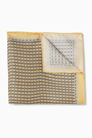 Geometric Printed Pocket Square in Silk