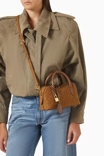 Small Ryder Top-handle Bag in Woven Alter Suede