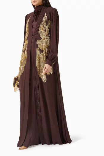Floral-embroidered Abaya in Georgette