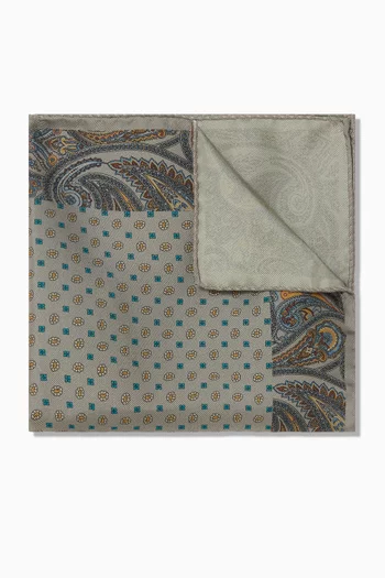 Micro Paisley Pocket Square in Silk