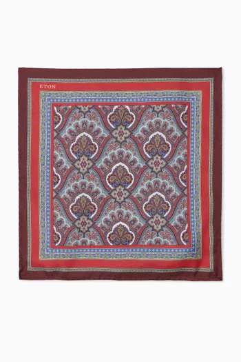 Paisley Printed Pocket Square in Silk