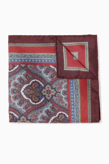 Paisley Printed Pocket Square in Silk