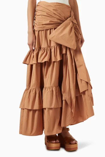 Ruffled Maxi Skirt in Cotton Poplin