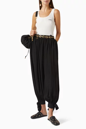 Pleated Pants in Silk Charmeuse