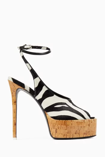 Ornella 140 Platform Sandals in Pony Hair