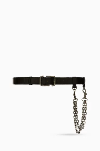 Chain Detail Belt in Leather