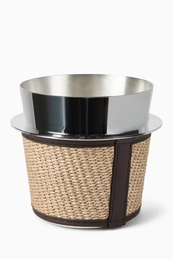 Ice Bucket in Stainless Steel & Raffia
