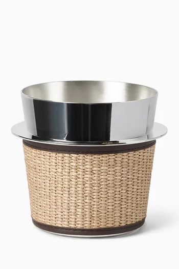 Ice Bucket in Stainless Steel & Raffia