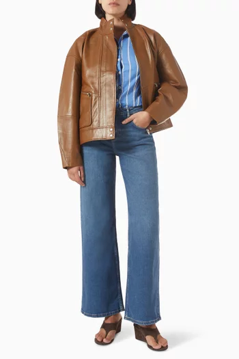 Veda Harrison Oversized Bomber Jacket in Leather
