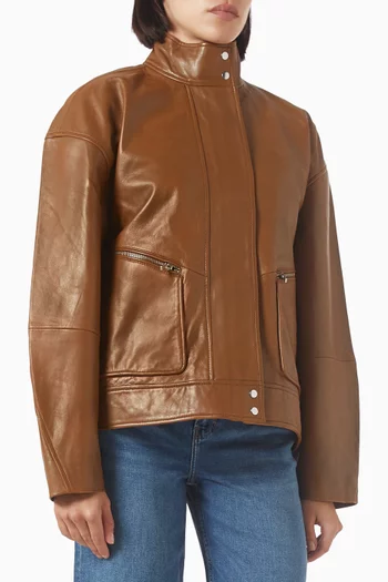 Veda Harrison Oversized Bomber Jacket in Leather