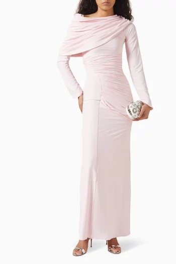 Russet Draped Dress in Malai Fabric