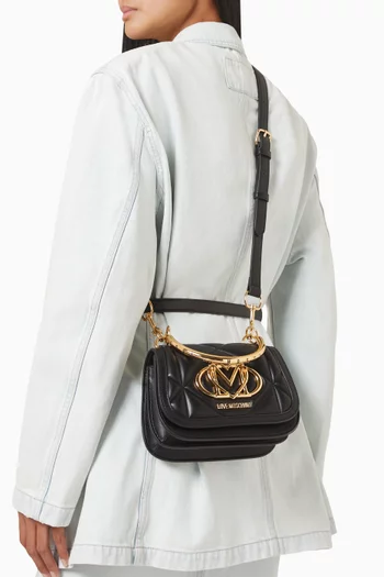 Quilted Top-handle Bag in Faux Leather