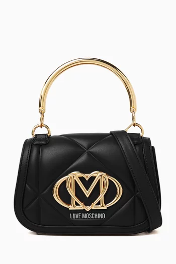 Quilted Top-handle Bag in Faux Leather