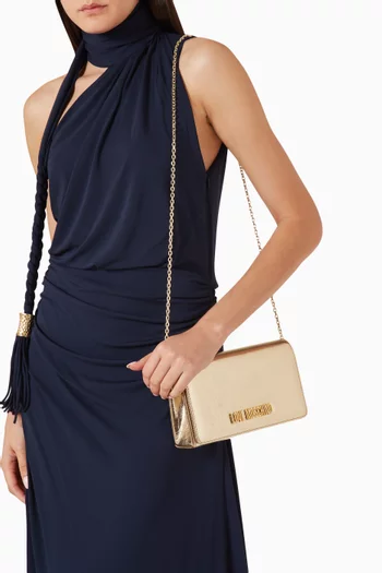 Small Smart Daily Crossbody Bag in Metallic Leather