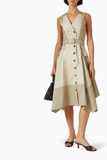Patchwork Belted Utility Dress in Cotton