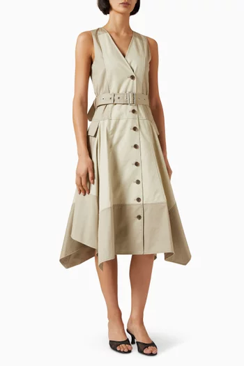 Patchwork Belted Utility Dress in Cotton