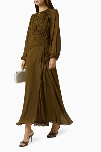 Juno High Neck Balloon Sleeve Maxi Dress