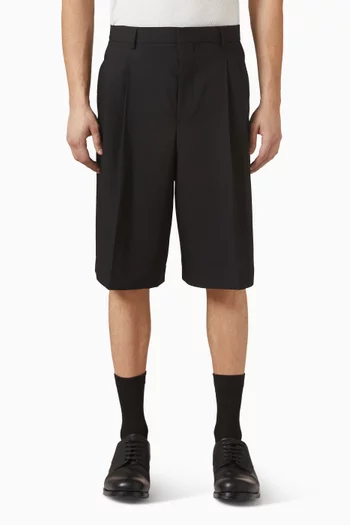 Low Waist Wide Bermuda Shorts in Wool