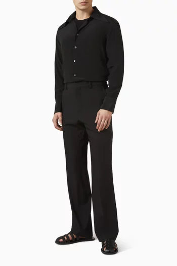 Sharp Collar Shirt in Silk-blend Crepe de Chine