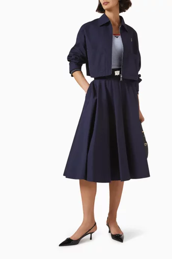 Belted Skirt in Cotton Poplin