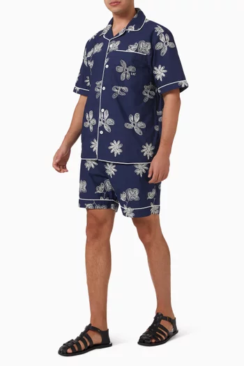 Flores Embroidered Shorts in Cotton Poplin