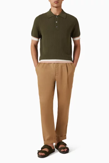 Quinn Open Knit Polo Shirt in Cotton