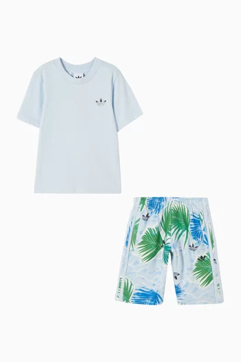 All-Over Print Short Tee Set in Cotton
