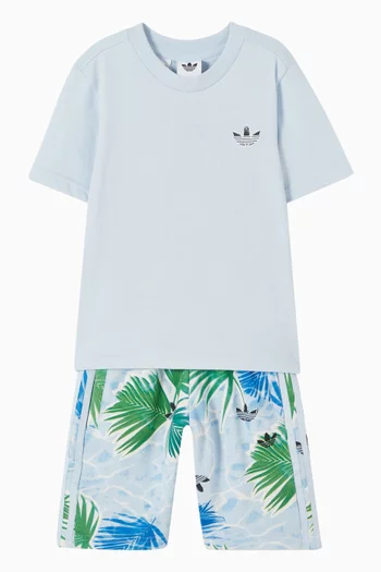 All-Over Print Short Tee Set in Cotton