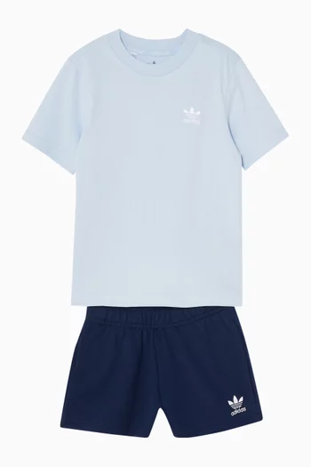 Trefoil Logo T-shirt & Shorts Set in Cotton