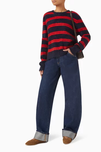 Brushed Striped Crewneck Sweater in Cashmere