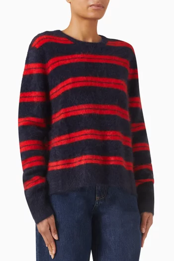 Brushed Striped Crewneck Sweater in Cashmere