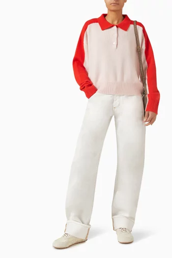 Colour Block Polo Shirt in Cashmere