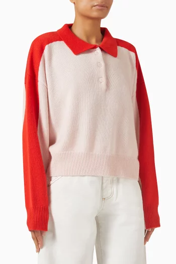 Colour Block Polo Shirt in Cashmere