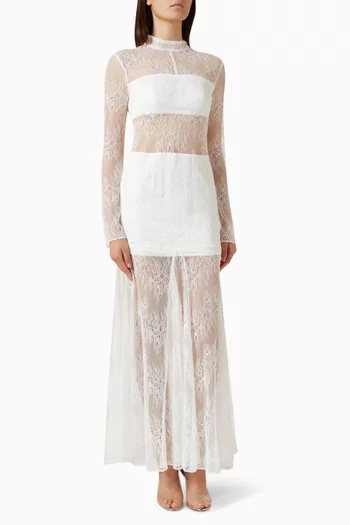 Labyrinth Lace High-neck Maxi Dress