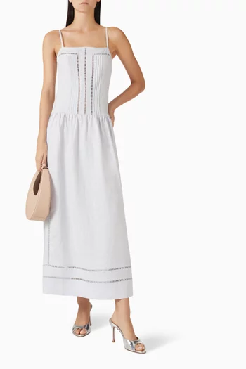 Tommy Square Neck Maxi Dress in Linen